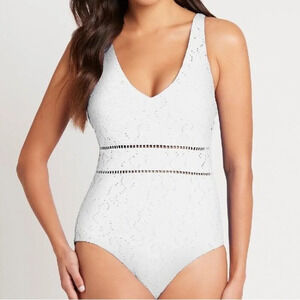 Sea Level Spliced Multifit Tank One Piece Underwire Cutout Plunge Swimsuit